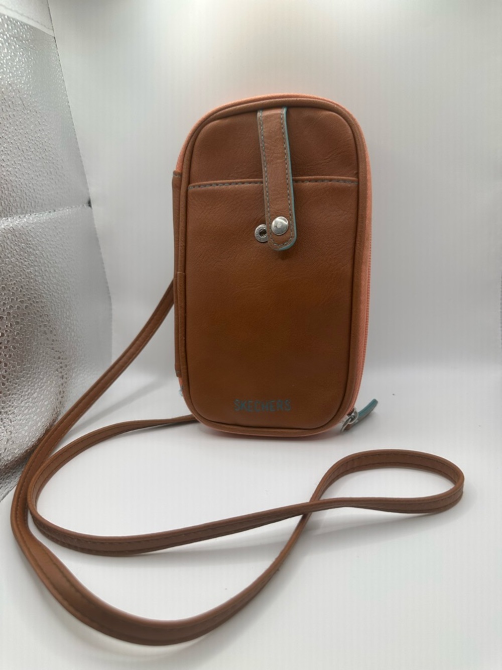 Skechers Brown Leather Crossbody Phone Pouch